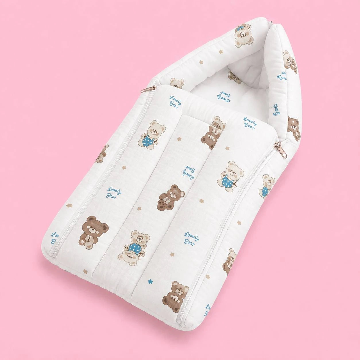 Baby Sleeping Bag And Carry Nest | Bear |  Bedding Set New Born Baby | Portable And Travel Friendly | 0-3 Months