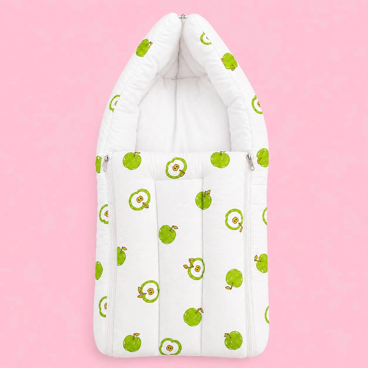 Baby Sleeping Bag And Carry Nest | Green Apple |  Bedding Set New Born Baby | Portable And Travel Friendly | 0-3 Months