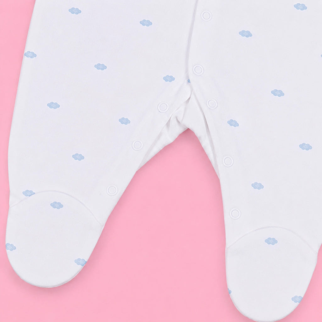 Baby Button Sleepsuit Cloud| 0-3 Months | Romper