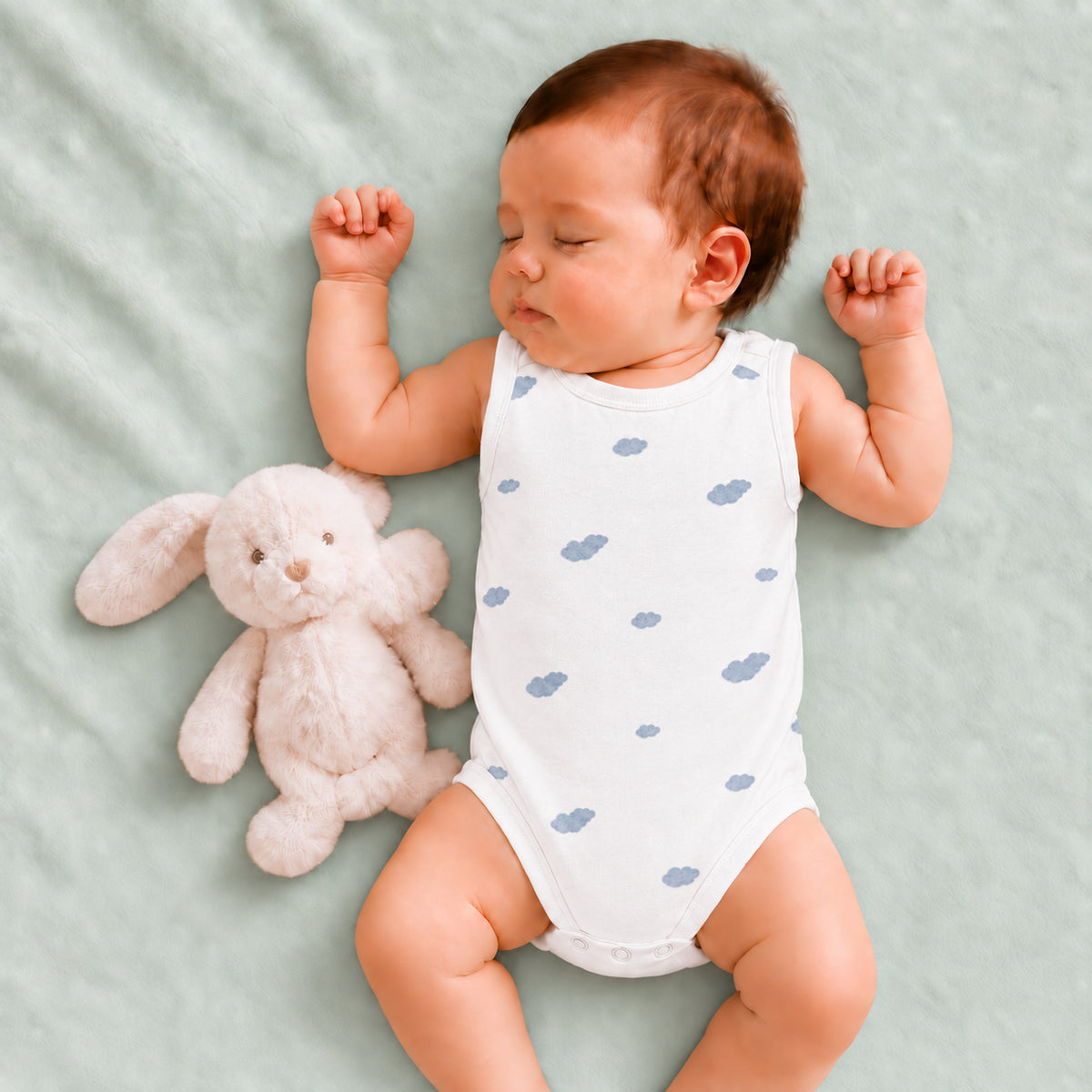 Baby Sleeveless Floral Onesie | Cloud | 0-3 Months