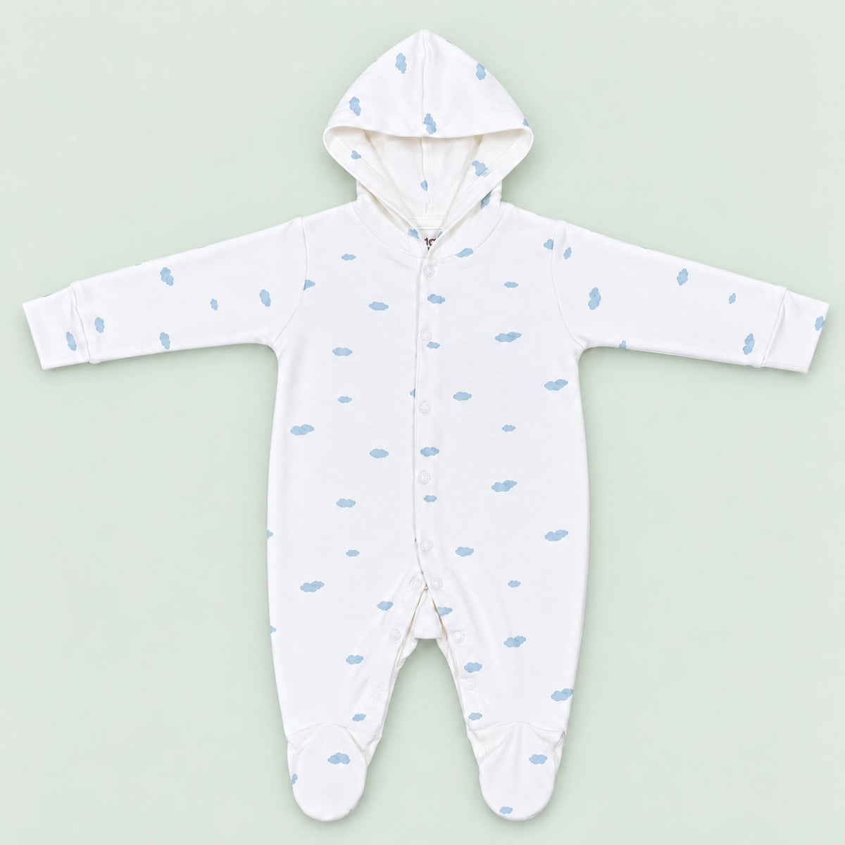 Baby Hooded Button Sleepsuit Cloud | 0-3 Months | Romper