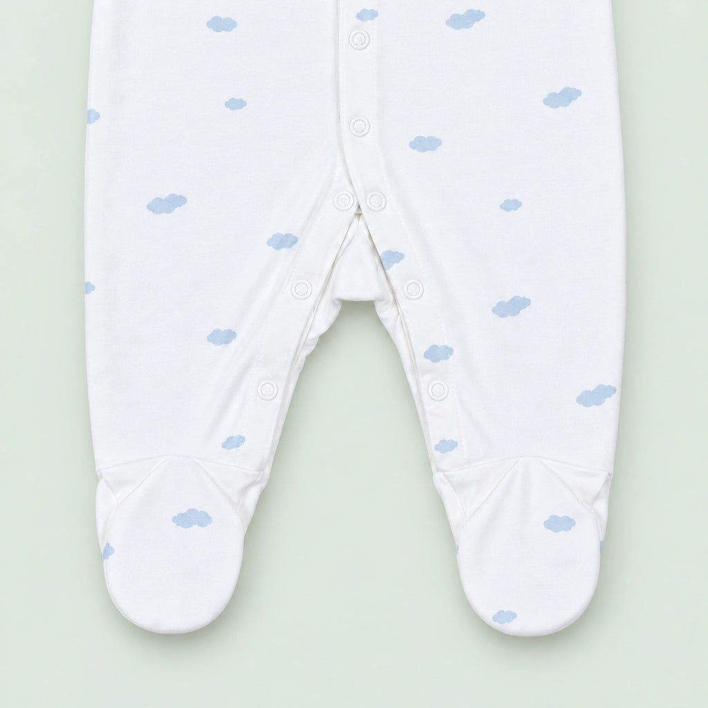 Baby Hooded Button Sleepsuit Cloud | 0-3 Months | Romper