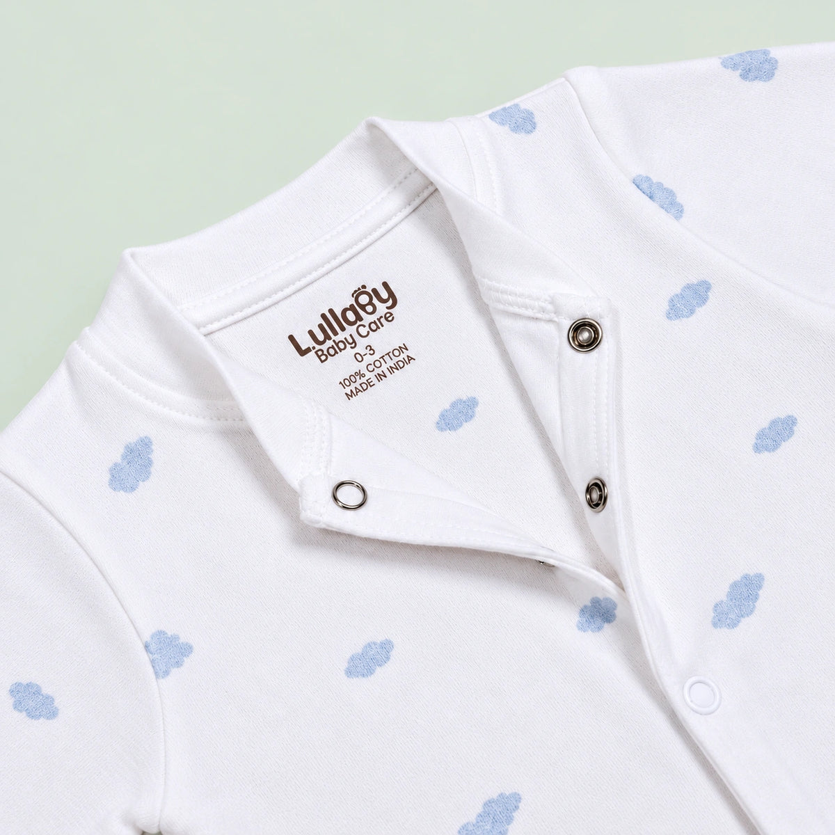 Baby Button Sleepsuit Cloud| 0-3 Months | Romper