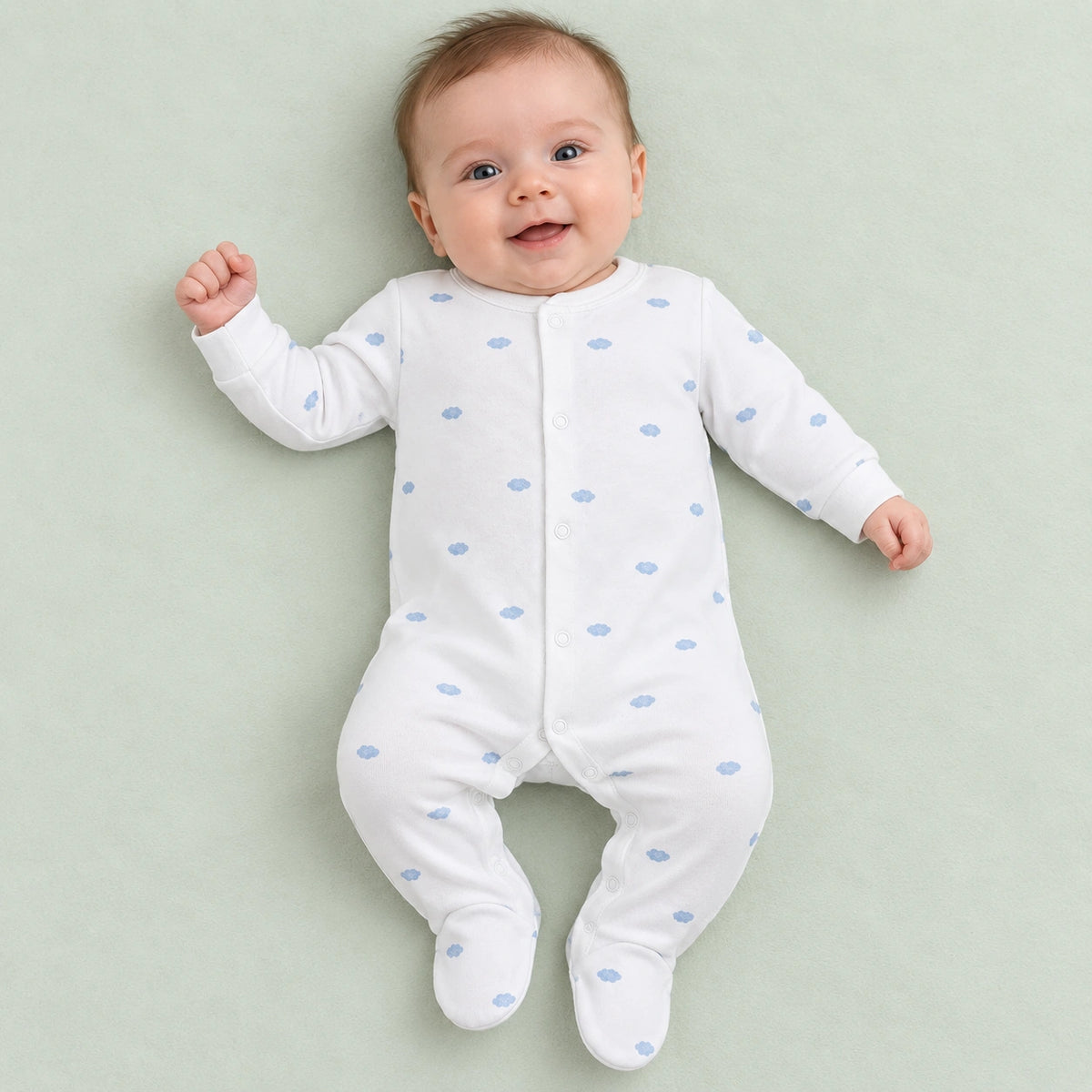 Baby Button Sleepsuit | 0-3 Months | Romper|