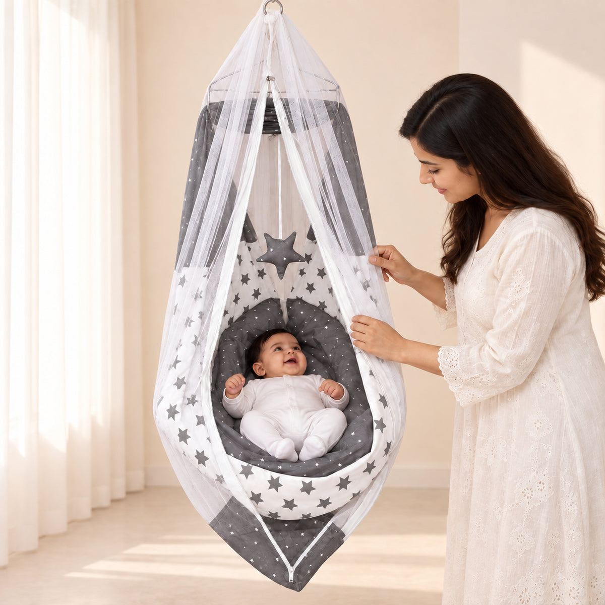 Baby Hanging Cradle with Mosquito Net