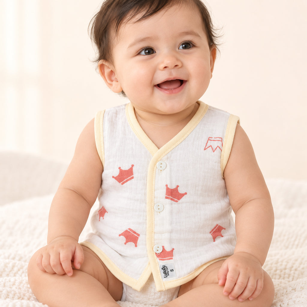 Muslin Sleeveless Baby Jabala|Crown|