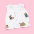 Crinkled Muslin Button Jabala | Dog | Soft Muslin Summer Wear For Babies | 0-3 Months  | Pack Of 1