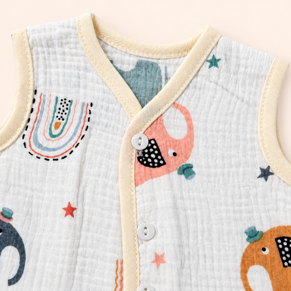 Muslin Sleeveless Baby Jabala|Elephant|
