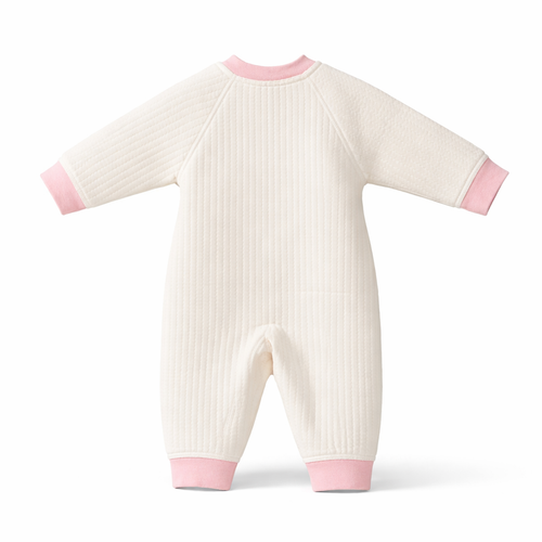 Baby Cotton Quilted Romper with Front Snap Buttons