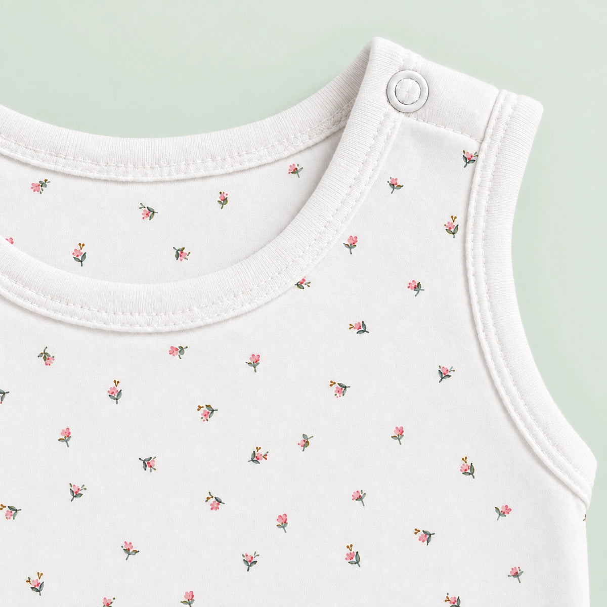Baby Sleeveless Floral Onesie White Flower – 0-3 Months