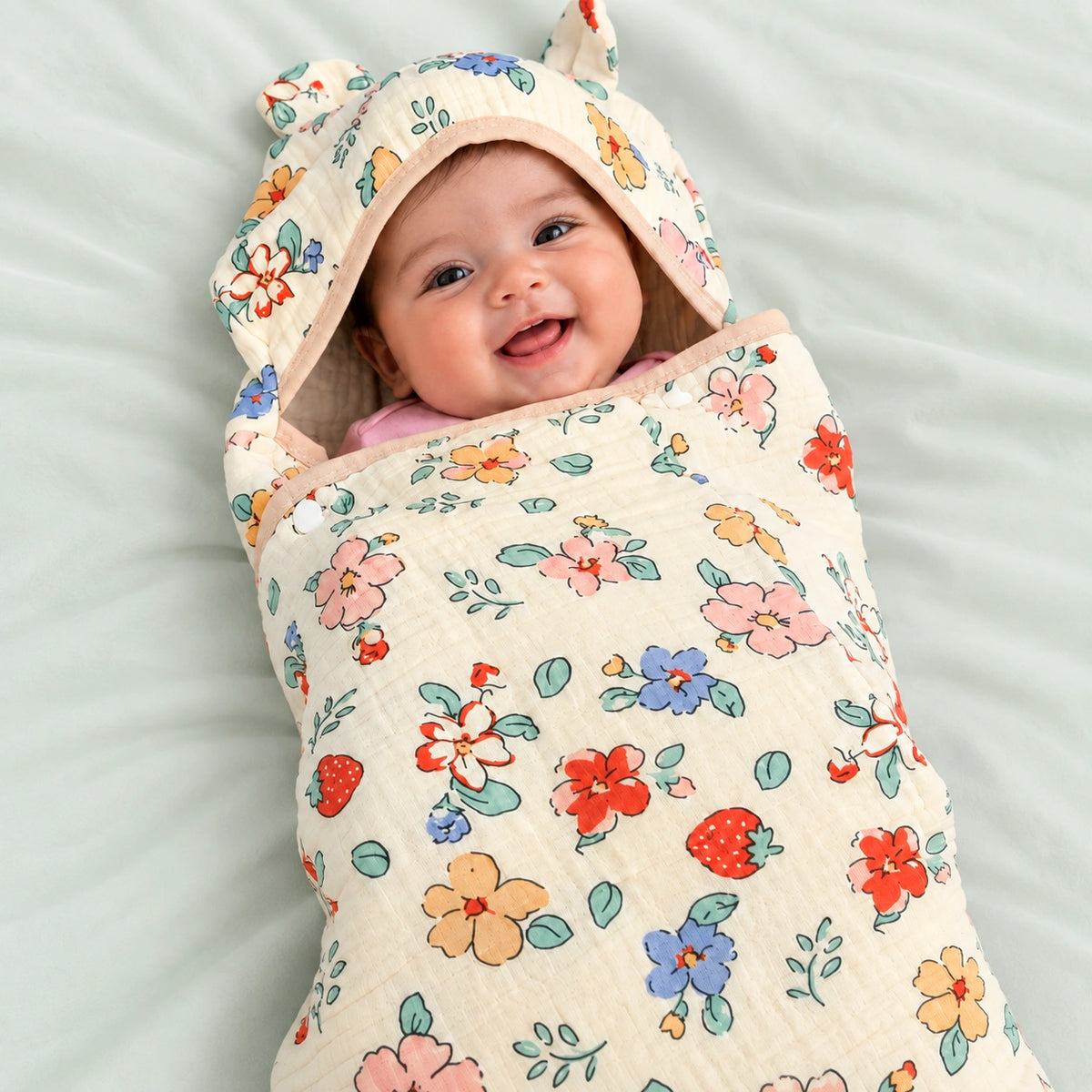 Soft Muslin Baby Swaddle Wrapper with Hood