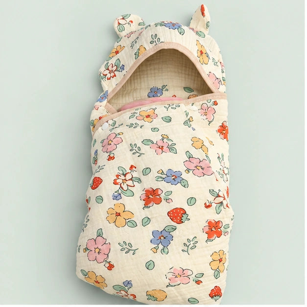 Soft Muslin Baby Swaddle Wrapper with Hood