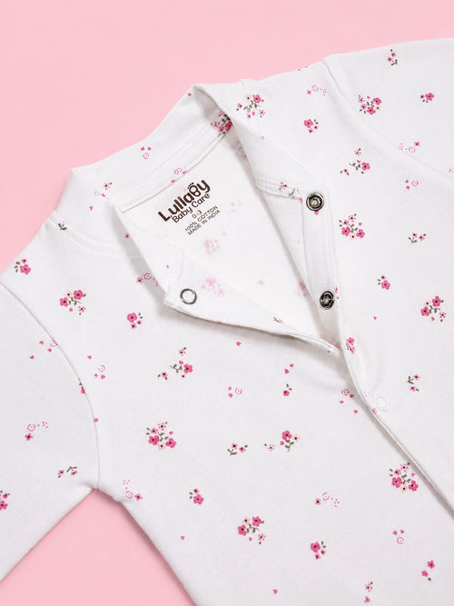 Baby Button Sleepsuit Flower| 0-3 Months | Romper