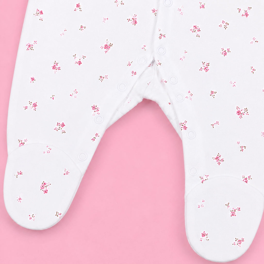 Baby Button Sleepsuit Flower| 0-3 Months | Romper