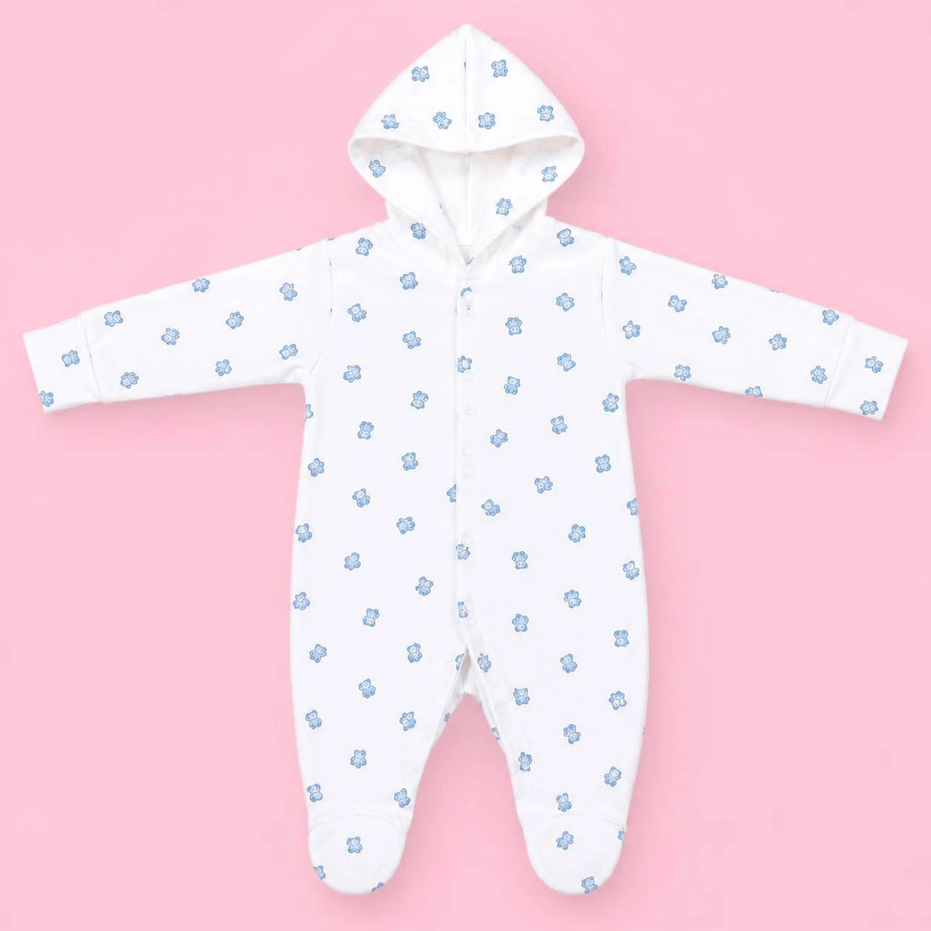 Baby Hooded Zip Sleepsuit Bear| 0-3 Months | Romper