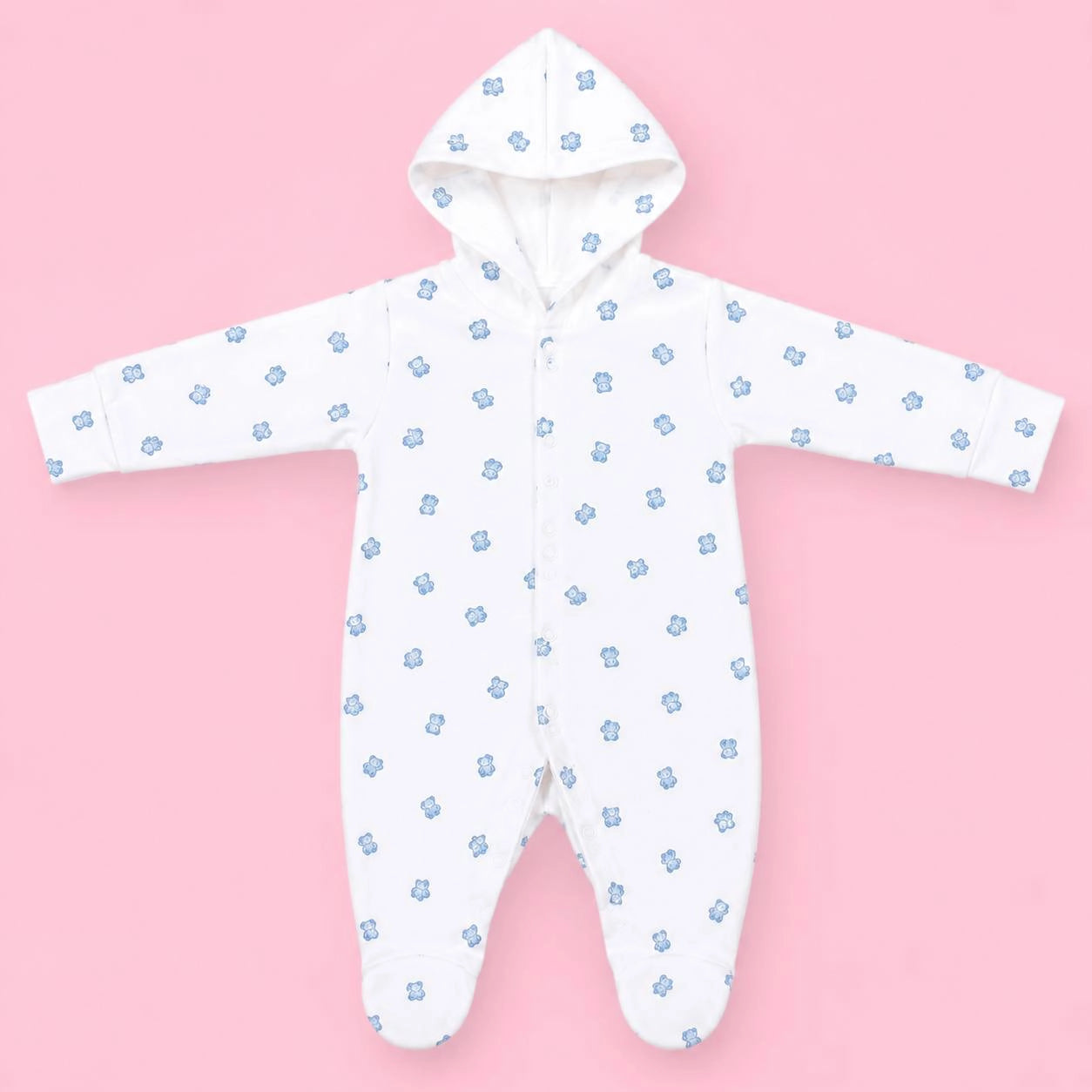 Baby Hooded Zip Sleepsuit Bear| 0-3 Months | Romper