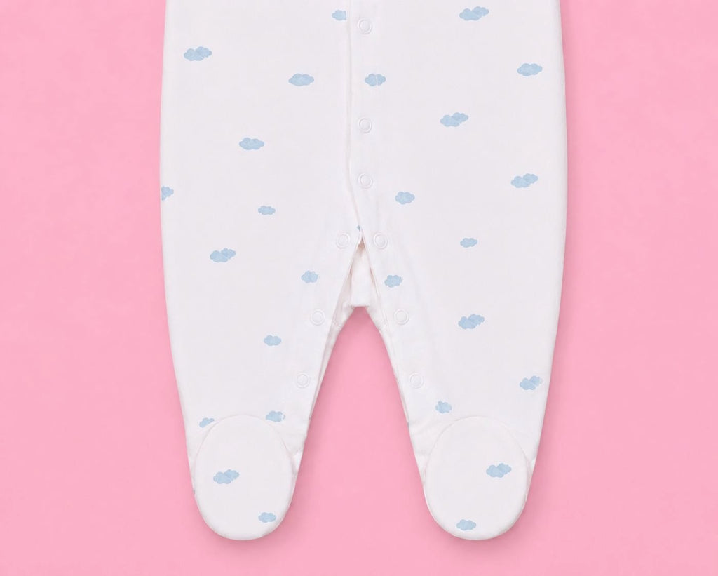 Baby Hooded Zip Sleepsuit Cloud | 0-3 Months | Romper