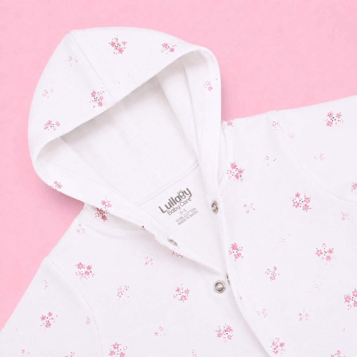 Baby Hooded Zip Sleepsuit Flower| 0-3 Months | Romper