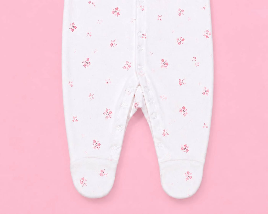 Baby Hooded Zip Sleepsuit Flower| 0-3 Months | Romper