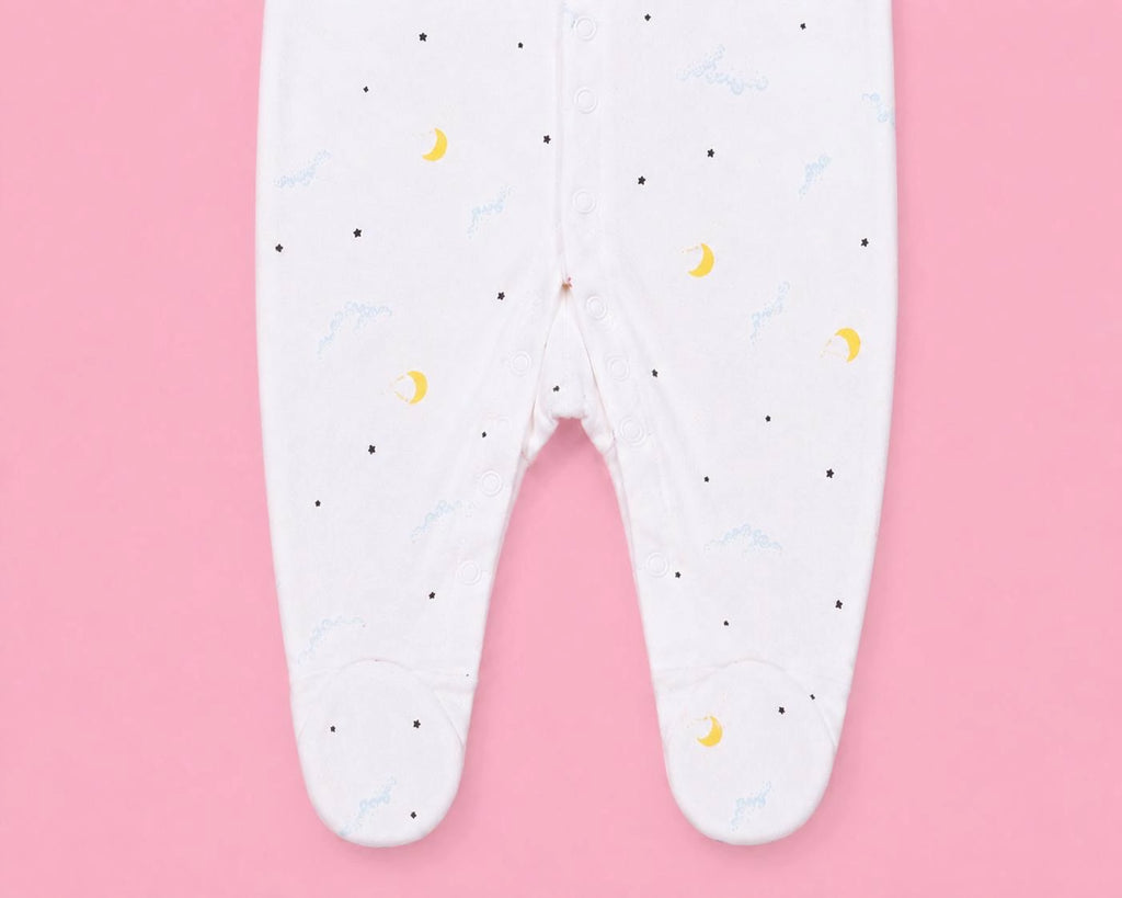 Baby Hooded Zip Sleepsuit Moon  | 0-3 Months | Romper