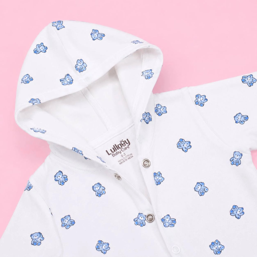 Baby Hooded Zip Sleepsuit Bear| 0-3 Months | Romper