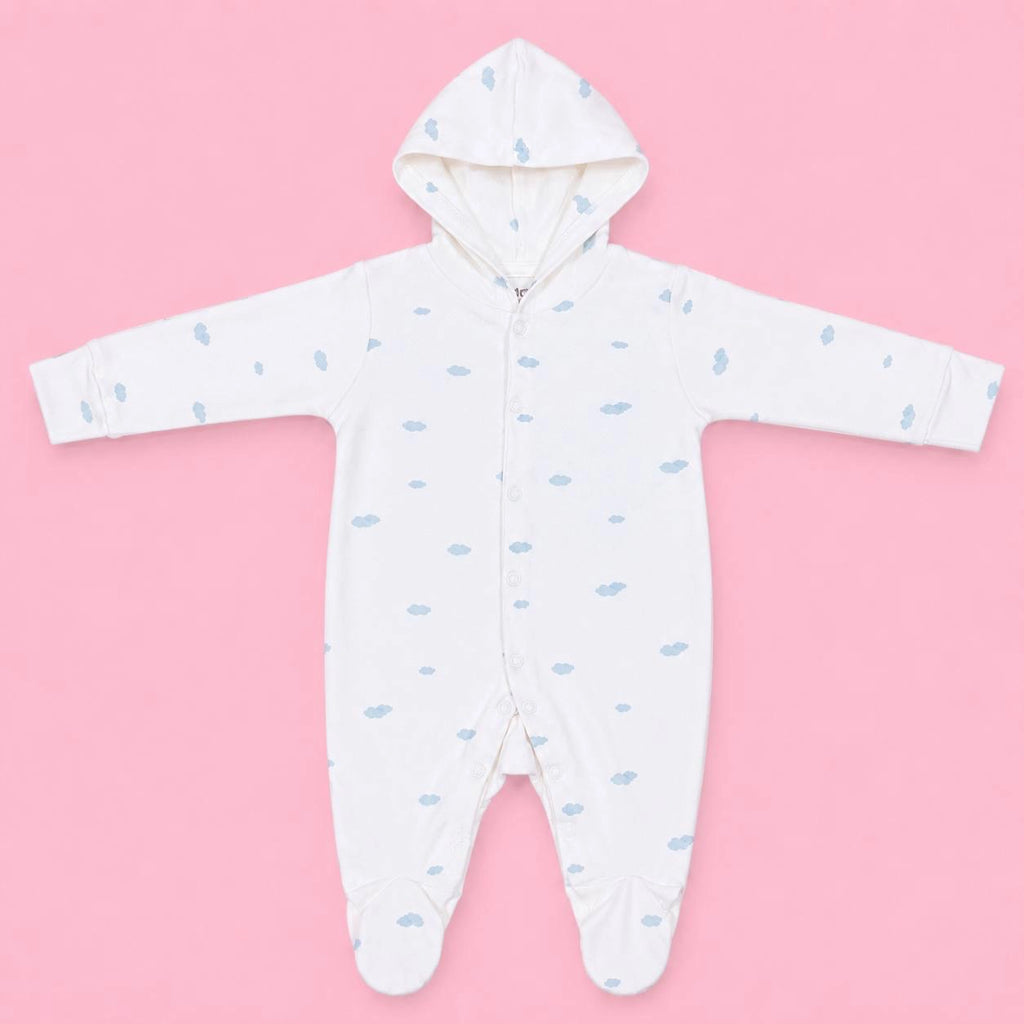 Baby Hooded Zip Sleepsuit Cloud | 0-3 Months | Romper