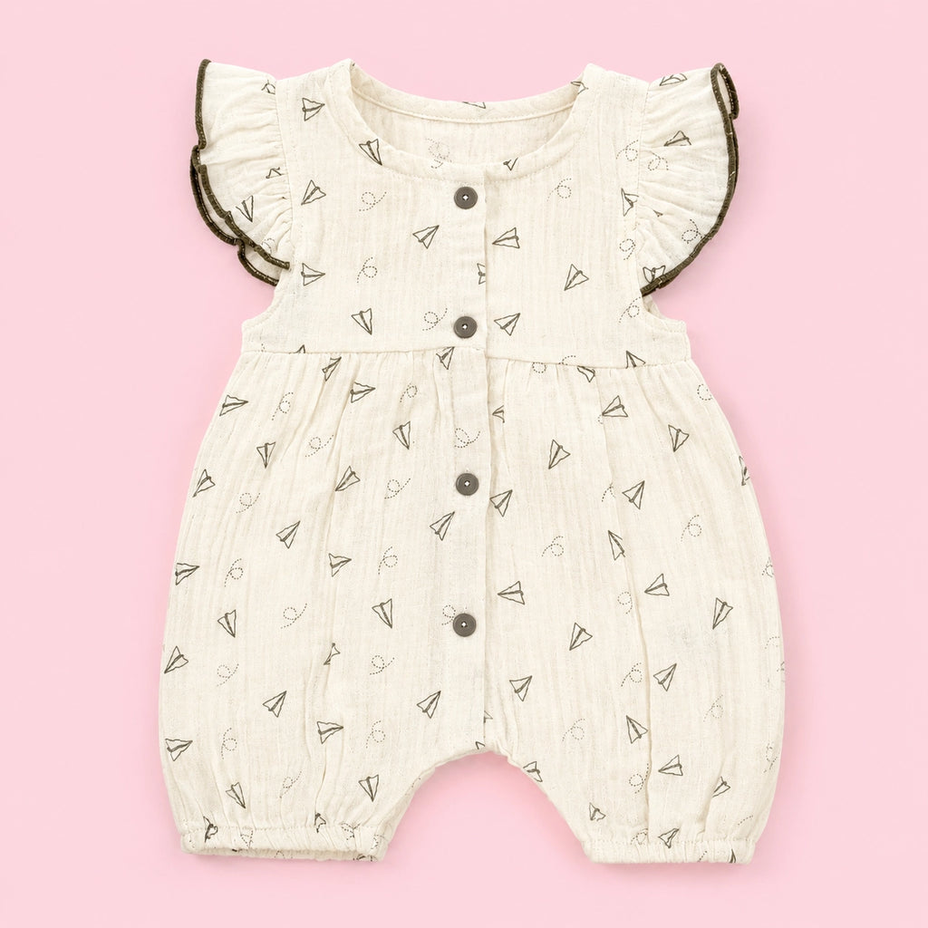Crinkle Muslin Baby Gurl Romper | 0-3 Months | Romper