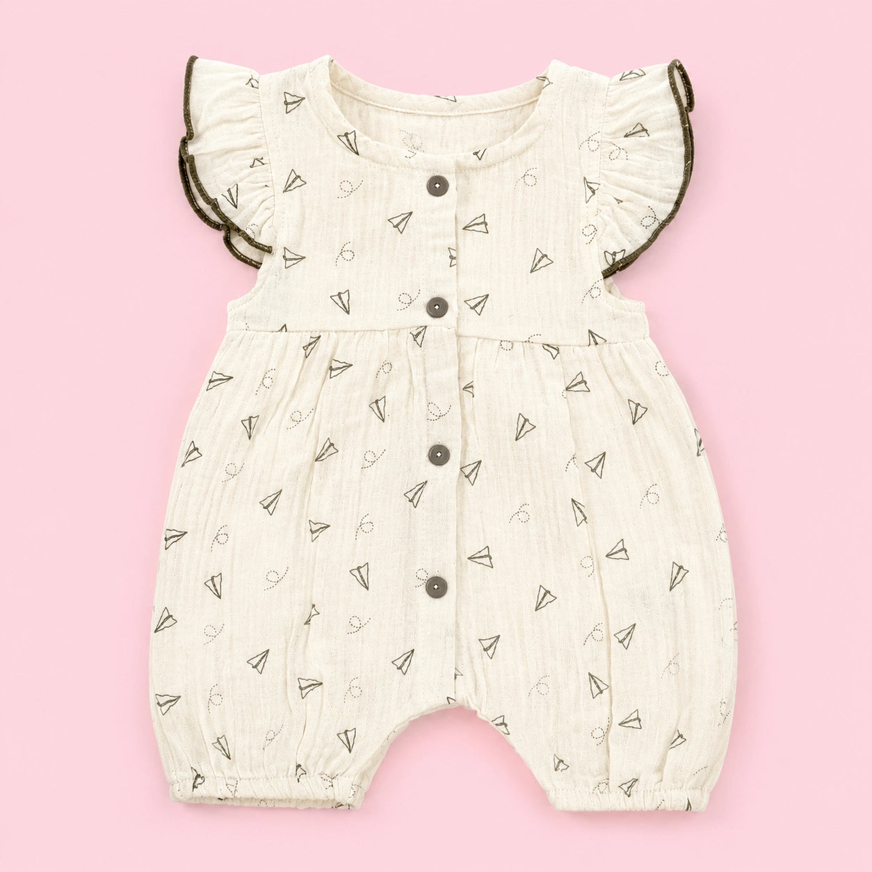 Crinkle Muslin Baby Gurl Romper | 0-3 Months | Romper