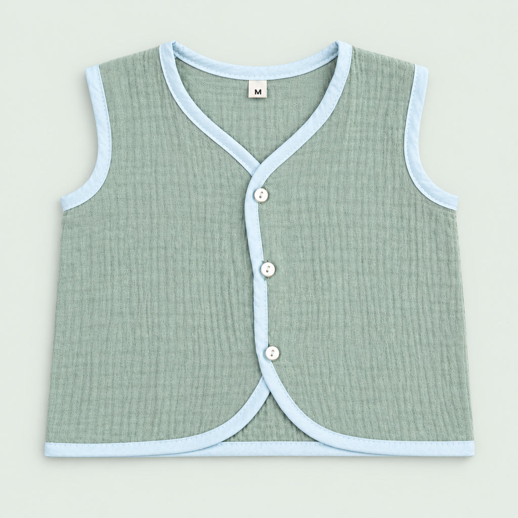 Soft Muslin Jabala for Newborn Baby | Green|