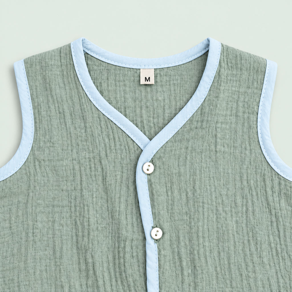 Soft Muslin Jabala for Newborn Baby | Green|