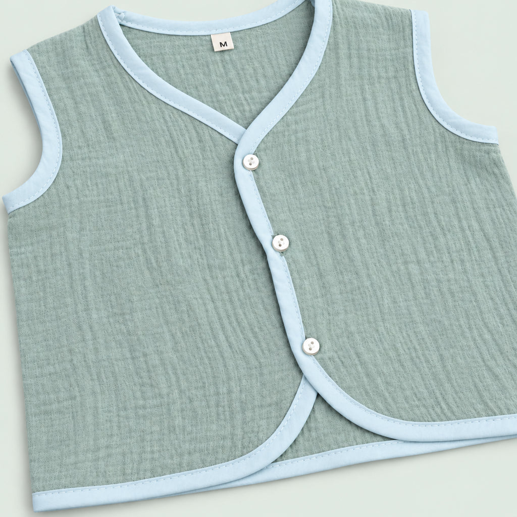 Soft Muslin Jabala for Newborn Baby | Green|