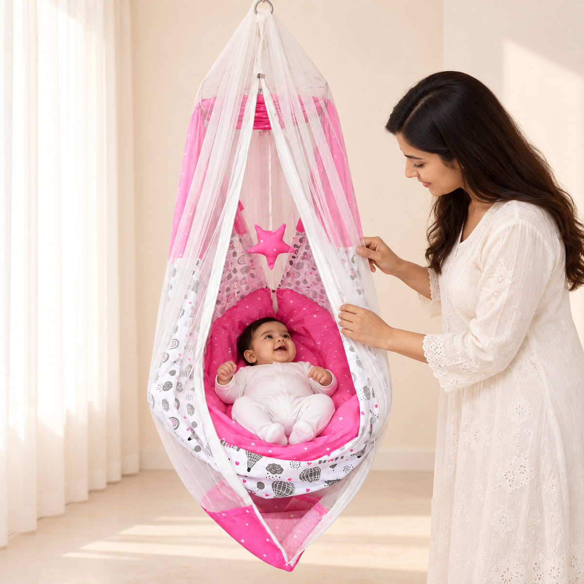 Baby Hanging Cradle with Mosquito Net