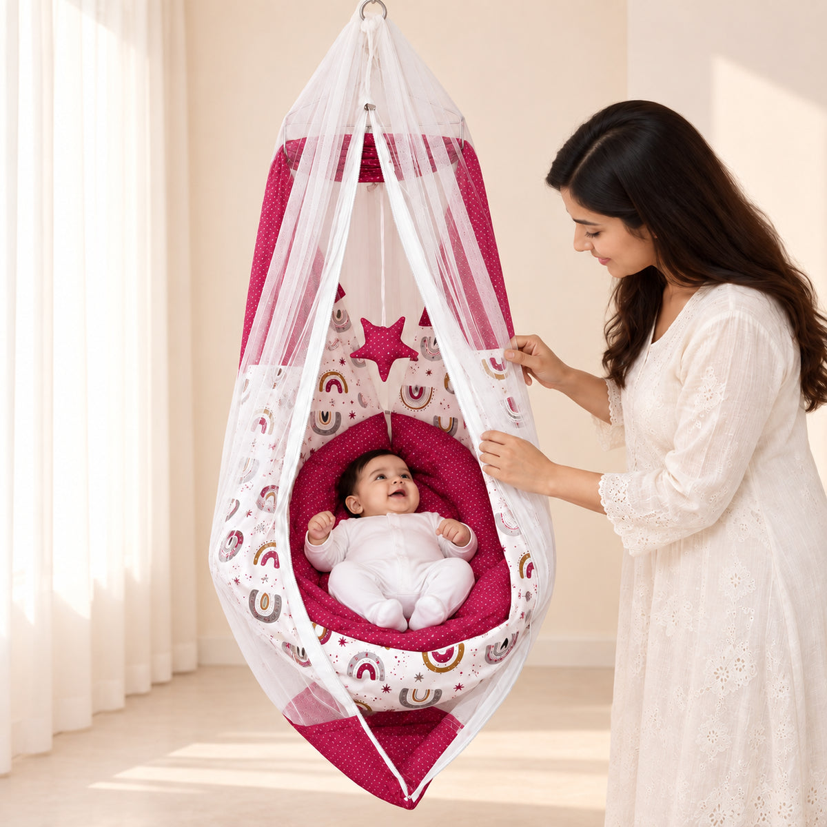 Baby Hanging Cradle with Mosquito Net