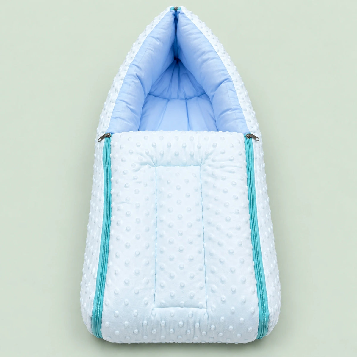 Baby Carry Nest with Dual Side Zipper – Soft & Cozy Newborn Sleeping Bag | Blue | 0–6 Months