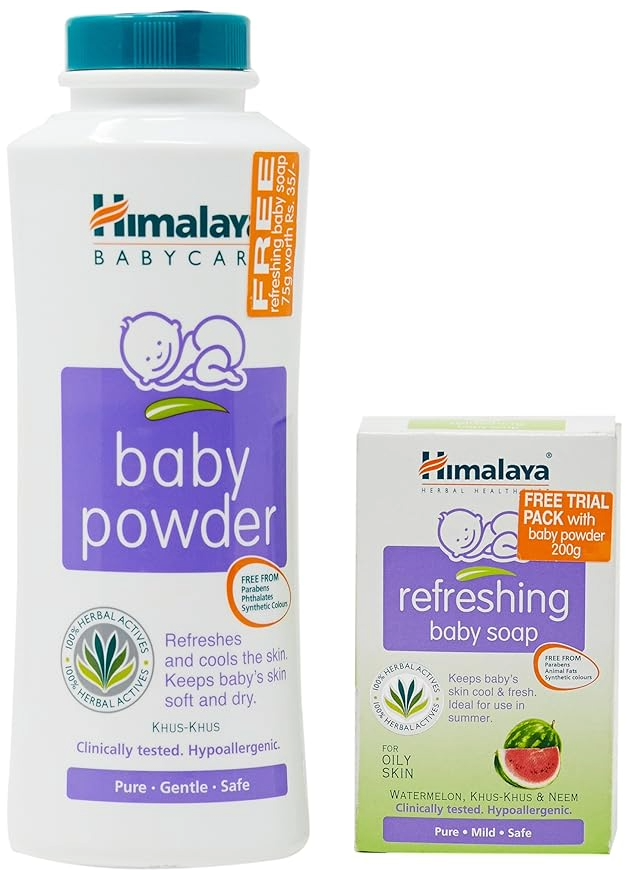 Himalaya Baby Powder, 200g with Free Refreshing Baby Soap, 75g