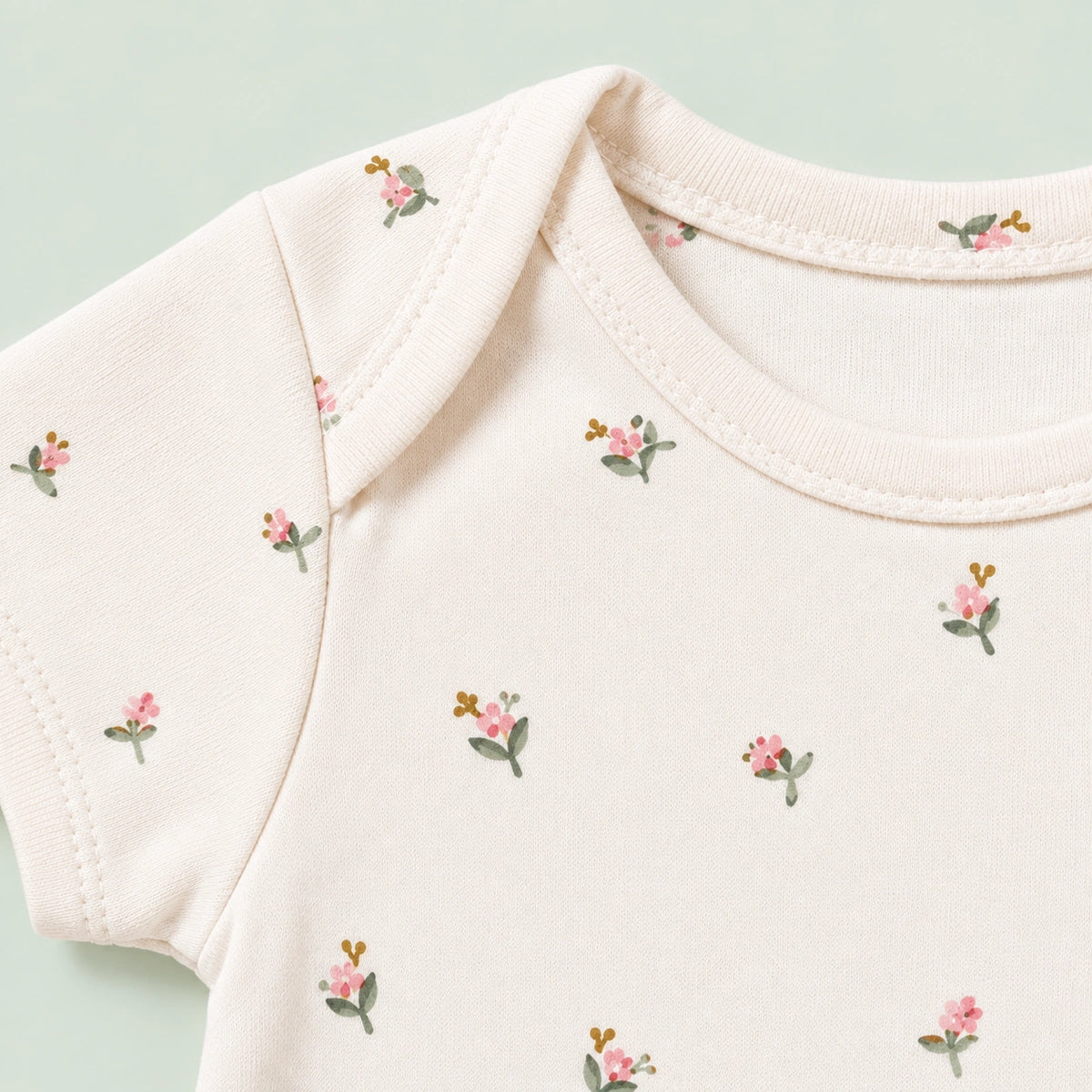 Baby Half sleeve Floral Onesie White Flower – 0-3 Months