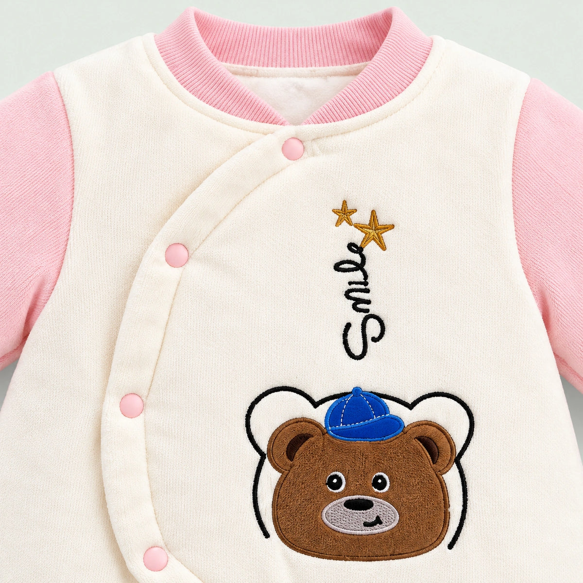Baby Full-Sleeve Wrap Romper | Cream & Pink | 3–6 Months
