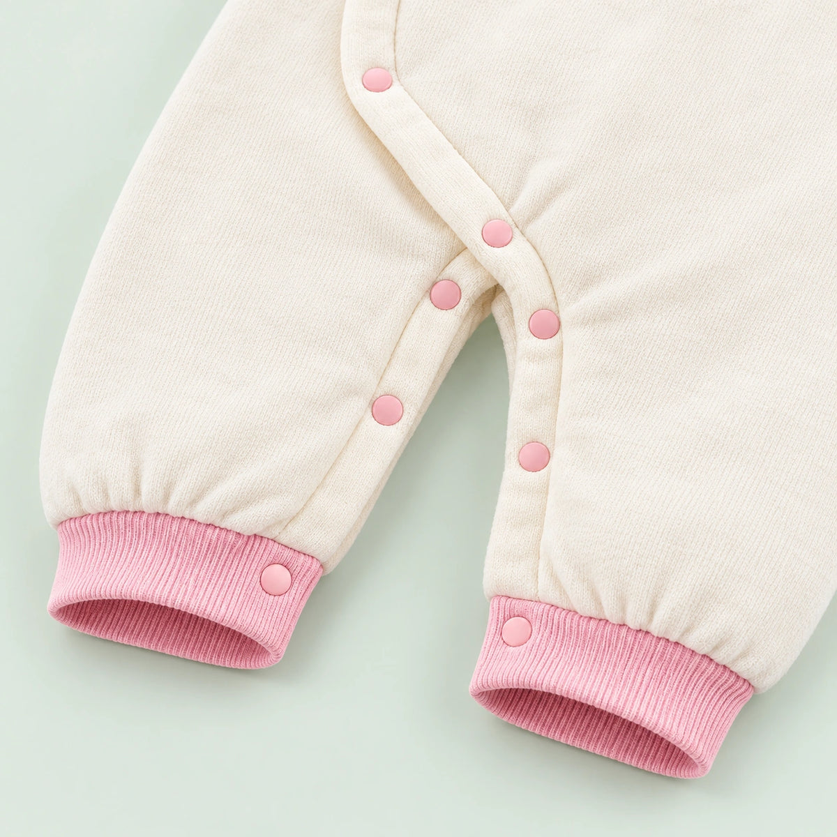 Baby Full-Sleeve Wrap Romper | Cream & Pink | 3–6 Months