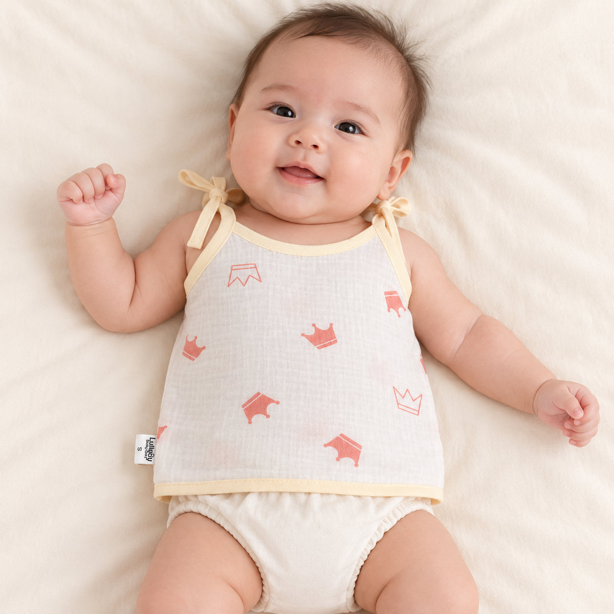 Soft Muslin Tie-Up Jabala for Newborn Baby|Crown|