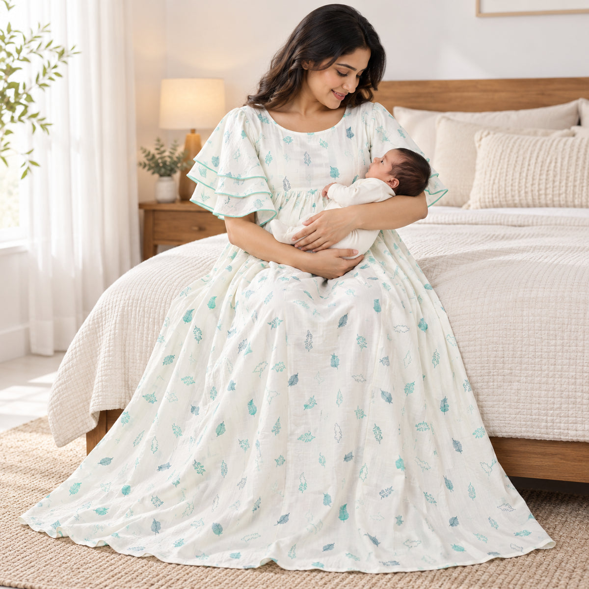 Maternity & Nursing  Dress| Mint Leaf|