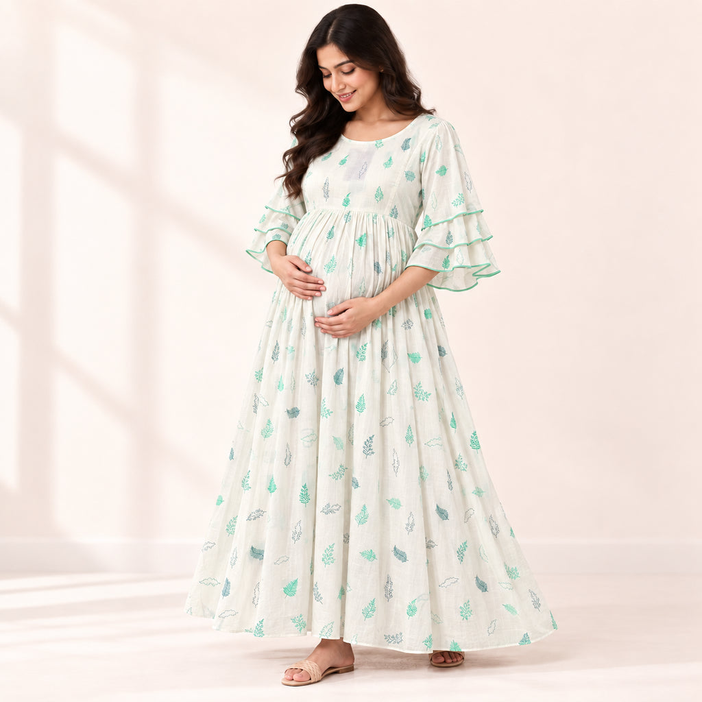Maternity & Nursing  Dress| Mint Leaf|