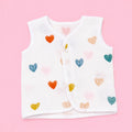 Crinkled Muslin Button Jabala | White Love | Soft Muslin Summer Wear For Babies | 0-3 Months  | Pack Of 1