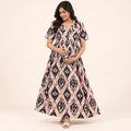Printed Maternity & Nursing Maxi Dress – Blush Pink & Black