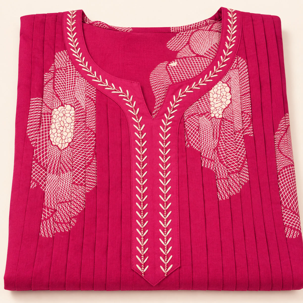 Rani Pink Maternity & Nursing Kurta Set with Pants & Dupatta