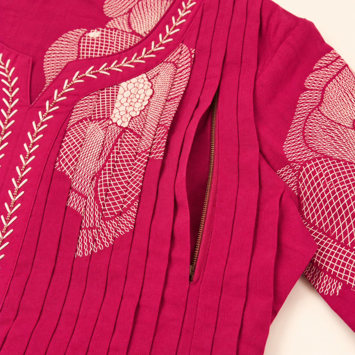 Rani Pink Maternity & Nursing Kurta Set with Pants & Dupatta