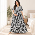 Black & Grey Printed Maternity Nursing Maxi Dress