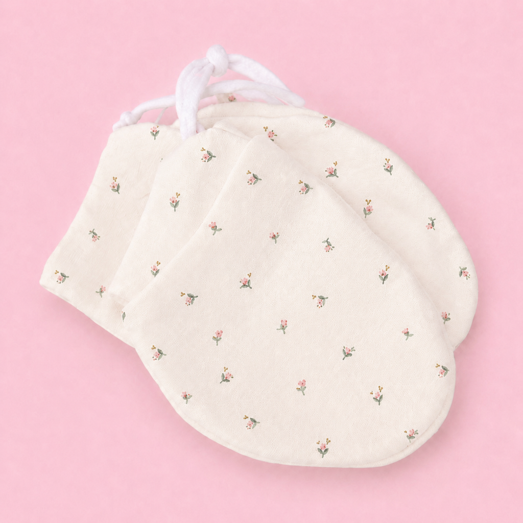 Baby Cap, Mittens & Booties Set - White flower