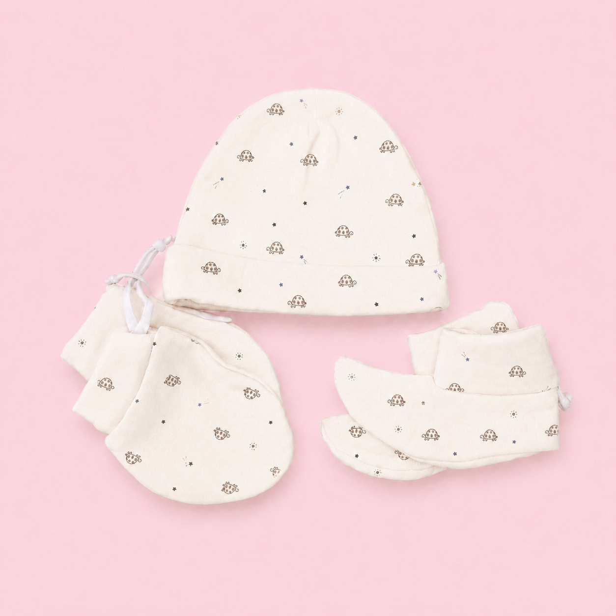 Baby Cap, Mittens & Booties Set | Turtle