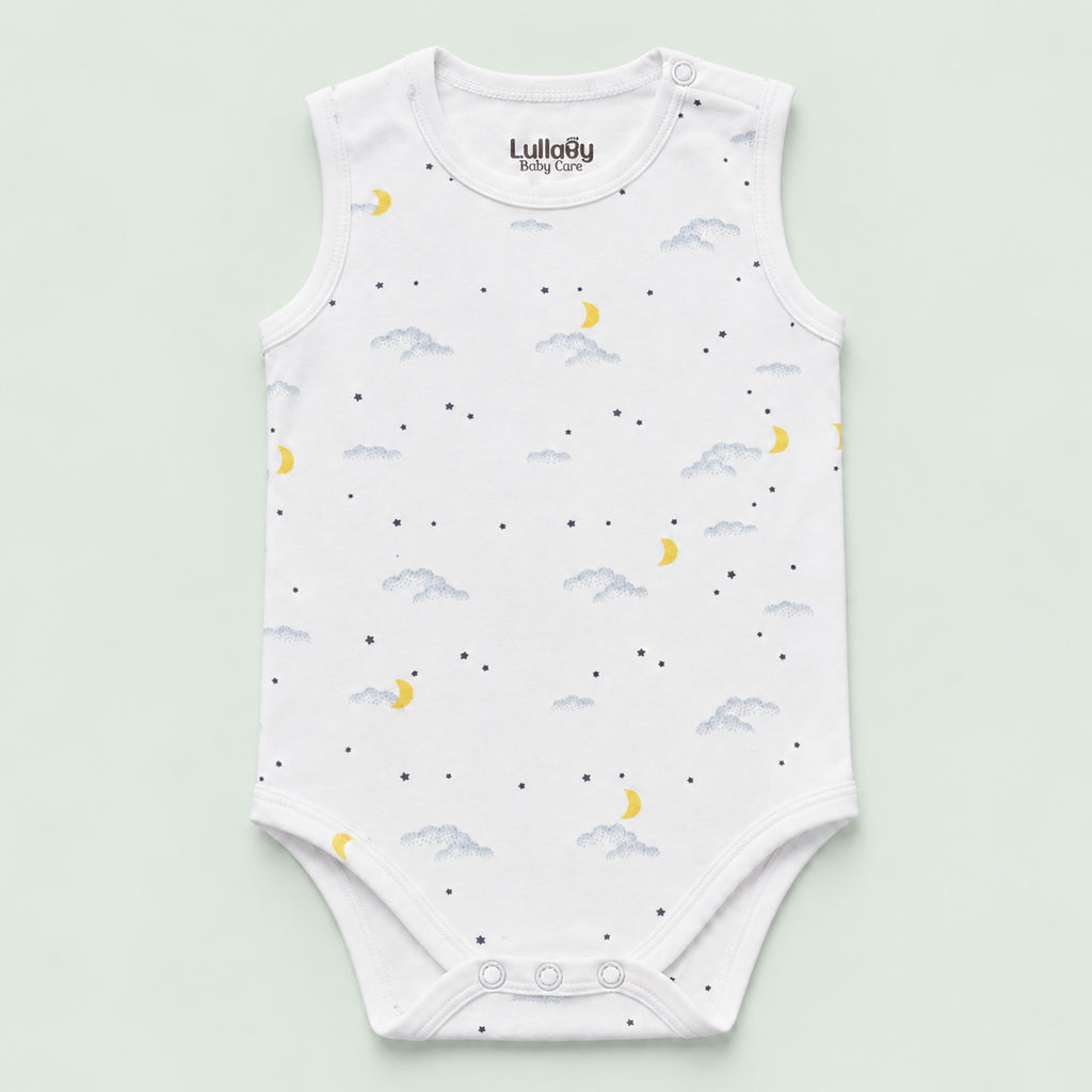 Baby Sleeveless Floral Onesie | Moon | 0-3 Months