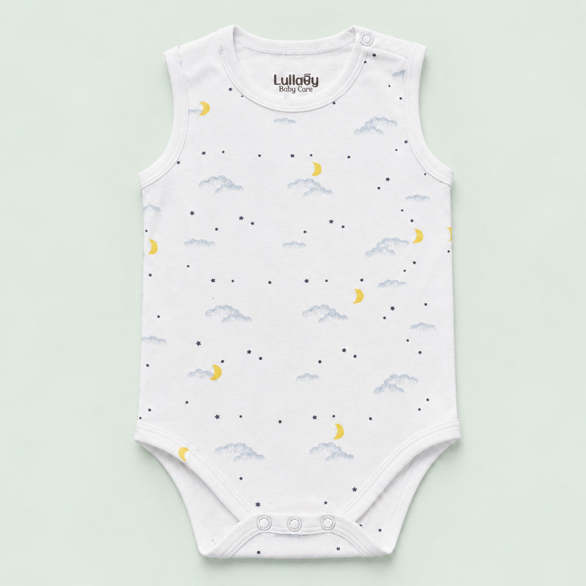 Baby Sleeveless Floral Onesie | Moon | 0-3 Months